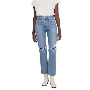 AGOLDE Wilder Jeans Blue Denim Women‎ Size 25 Zip Fly Straight Leg Distressed